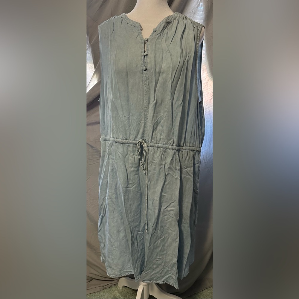 Time and Tru Classic Denim-look sleeveless dress, drawstring waist, Sz XXXL (22)